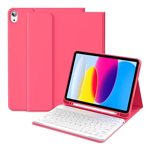 Clavier amovible iPad 10e génération avec étui cuir PU rouge et porte-stylet 2022