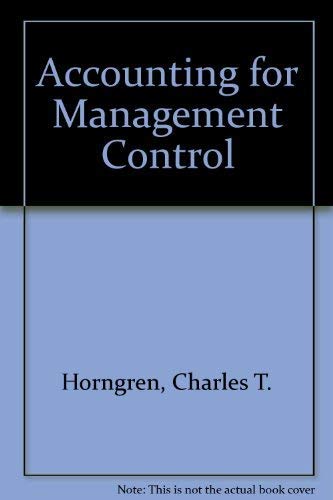 Accounting for management control: An introduction 0130010812 Book Cover