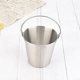 Bocadillo y cubo de hielo de acero inoxidable con asas, perfecto para pepitas de pollo, papas fritas y bebidas frías, capacidad de 1800 ml (1800 ml)