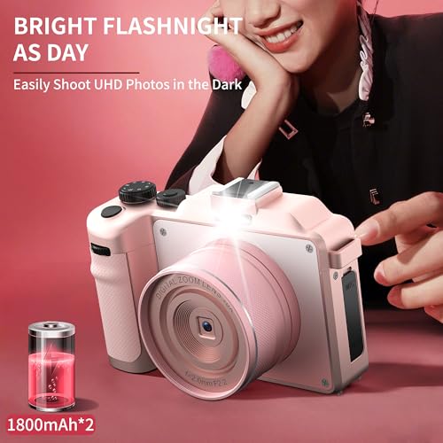 Camcordy X9-M Cameras For Photography,4K Pink Digital Camera Anti-Shake 64Mp Compact Vlogging Camera thumb #4