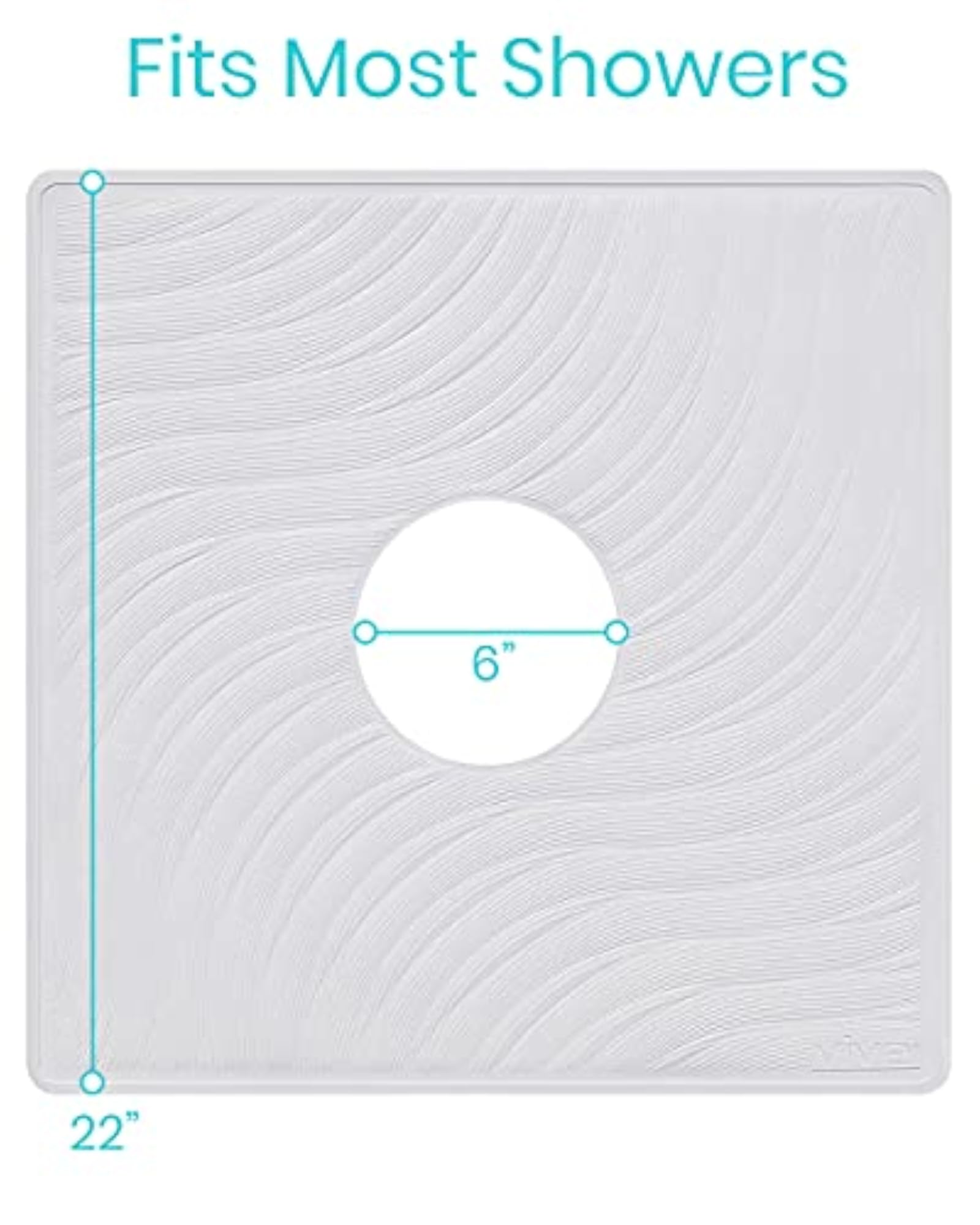 Square Non-Slip Bath Mat with Drain Hole, Latex Free