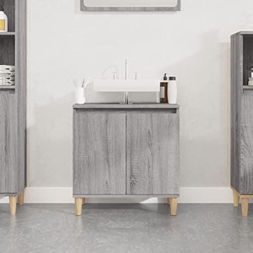 Iiaky Meuble d'évier Sonoma Gris 58x33x60 cm Bois d'ingénierie,Vasque À Poser Salle De Bain,Lavabo Salle De Bain