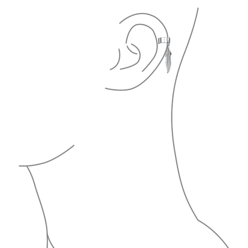Joyería Occidental Pendientes Colgantes De Hoja De Pluma Nativa Americana Para Cartílago De Oreja Lóbulo De Oreja Y Hélice Pendientes De Cadena De Envoltura De Oreja Y Puño En Plata Esterlina .925