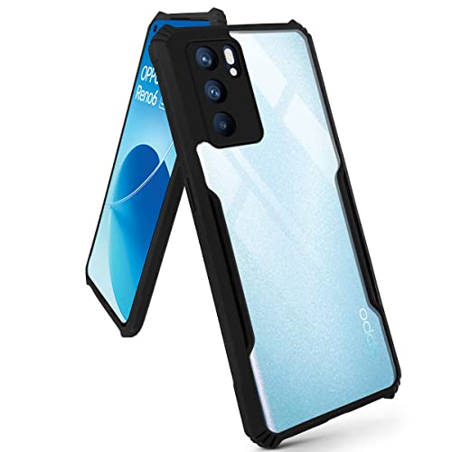 Image of Jkobi Back Cover Case for Oppo Reno6 5G | Reno 6 5G (Crystal Glass Back | Camera Protection | Shockproof Bumpers | Professional Black)