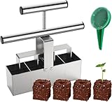 TEHEO Bodenblocker 2 Zoll, 4 Zellbodenblockhersteller Gartengeräte mit Mini Seed Planter, Edelstahl Boden Blocker mit komfortablen Griff für Seed Starting, Stecklinge, Garten
