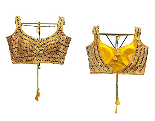 Anantdiva Women's Silk Blouse for Sarees - Readymade Blouse for Sari Crop Top Choli (Yellow)