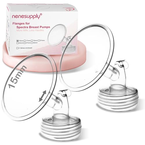 Image of Nenesupply 15mm 2 pc Flanges Compatible with Spectra S2 S1 9 Plus Synergy Gold Breastpump Replacement to Spectra Pump Parts Flange Accessories Wide Mouth Work with Valve Backflow Protector Bottle