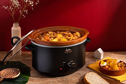 JATA JEOL2135 - Olla de cocción lenta con capacidad de 3,5 litros, Cuba cerámica de terracota extraíble y apta para lavavajillas y horno, 3 niveles de calor, Tapa de cristal, Cocina sana y tradicional - imagen 2