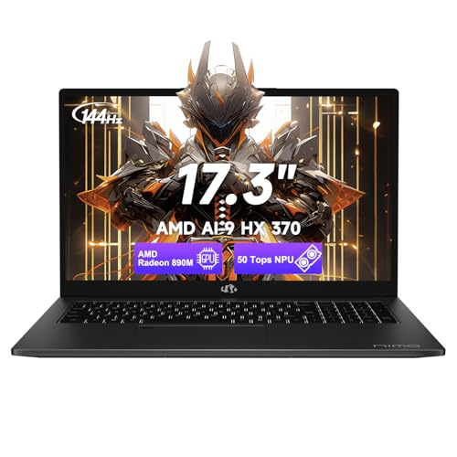 NIMO 17.3" Copilot+ AI Laptop, AMD Ryzen AI 9 HX 370 (Up to 5.1GHz), 32GB RAM 1TB SSD, Radeon 890M, 144Hz FHD Display, 100W Fast Charge, USB 4.0, Fingerprint, Win 11, Gaming & Business