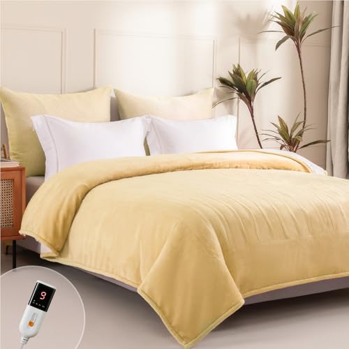 Templewet Heated Blanket Twin Size,Soft Electric Blanket Washable,Yellow