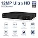 UNILOOK 12MP AI 16CH PoE NVR Network Video Recorder, NVR Support 12MP/8MP/6MP/5MP/4MP/1080P IP PoE Cameras16CH H.265 for Business Video Audio Recording, 2 SATA, AI NVR(HDD not Included) NDAA