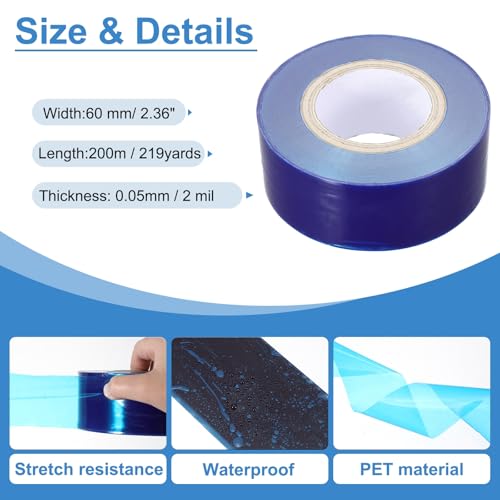 Image of PATIKIL Removable Protective Film Tape, 2.4 Inch x 656 ft PE Surface Protective Scratch Film Tape Roll for Furniture Electrical Appliances Plastic Hardware High Stickiness, Blue