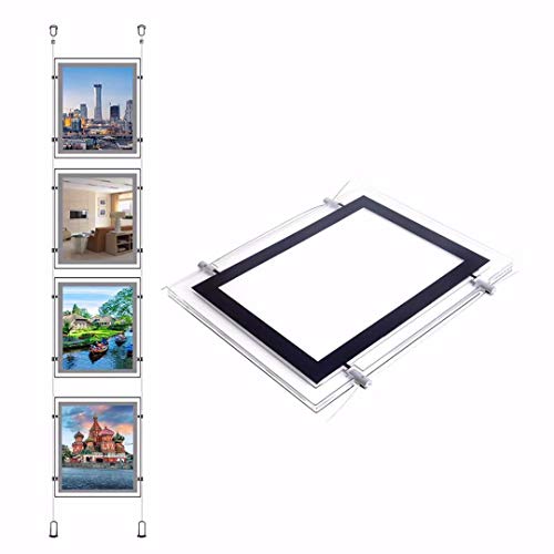 Hksign A4 Portrait Crystal Picture Frame Led Backlit Real Estate Store Front Window Display Decorative Hanging Ornaments Light Box Frame Signs Holder Advertising Board (Vertical, 4Pcs A4 A Row) #TOP13