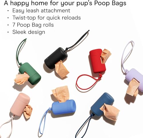 Image of Wild One Dog Poop Bag Holder and Dispenser with Leash Attachment, Leak Proof, Easy Twist Top for Refills, Includes 1 Box Of Bags, Orchid