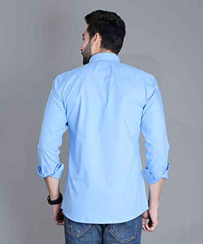 Image of Fifth Anfold Men's Pure Cotton Solid Color Mandarin Collar Full Sleeve Casual Wear Shirt, Office Wear for Men