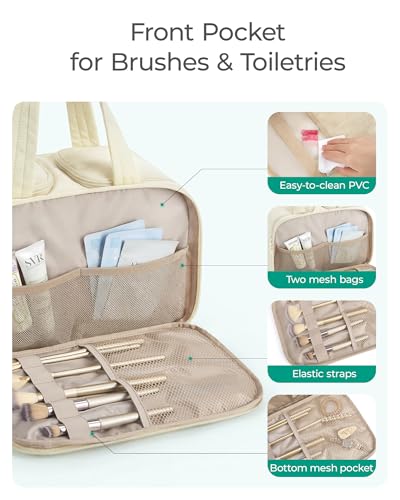BAGSMART kulturbeutel Damen, Reise Kosmetiktasche Groß Kulturtasche zum Aufhängen für Frauen, Makeup Taschen Organizer mit Griff für Reisen, wasserdichte Waschtasche, Schwarz