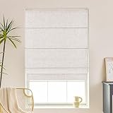Roman Shades for Windows, 100% Blackout Heat Blocking Room Darkening Roman Blinds for Home Living Room Door Bedroom, Linen Color, 24' W x 52' H