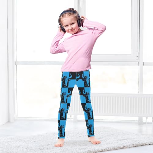 KLL Buffalo Plaid Blue Black Toddler Girl Basic Leggings Comfortable High Waisted Pants Exercise4