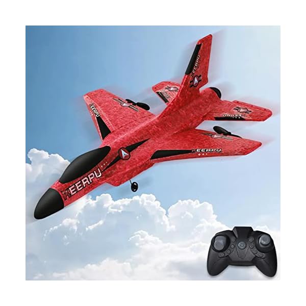 SM SunniMix 2,4 G ferngesteuertes Flugzeug, 600 m Entfernung, Ferngesteuerter für Jungen, Kinder, Anfänger , Rot 3 Batterie – Bild 3