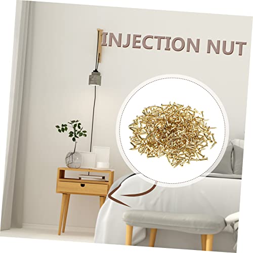 Housoutil Kit de 285 clavos de cobre puro para manualidades y muebles, accesorios con cabeza dorada miniatura 5