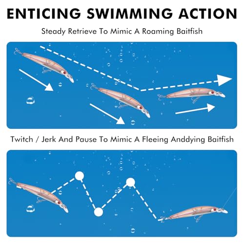 Image of TRUSCEND Floating Jerkbait, Precision-Engineered Minnow Lures with Sound, Flash & Irresistible Action, Cast Farther, Glow Brighter and Rattle Louder Jerkbaits for Bass Walleye Pike Sea Trout Redfish