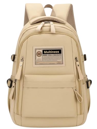 Mochila Masculina Feminina Notebook Viagem Trabalho Escola Escolar Preta Grande Impermeável Reforçada Resistente Passeio Casual (Bege)