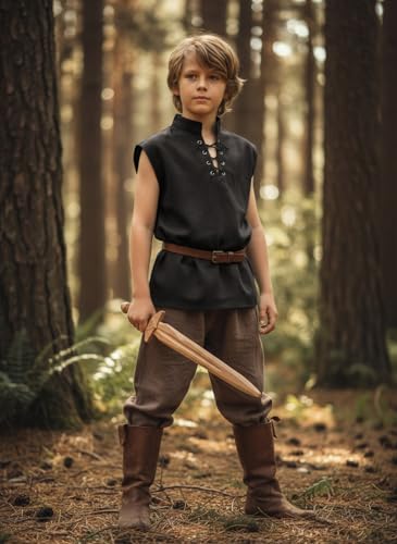Disfraz medieval vikingo pirata para niños 13-14 años miniatura 2