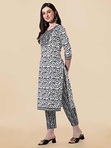 Image of MIRCHI FASHION Pure Cotton Floral Printed Kurta Set with Dupatta | 3 Piece Straight Fit Kurta Pant Set | Ethnic Office Wear Salwar Suit for Women