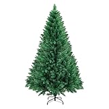 Green Artificial Pencil Christmas, Canadian Fir Full Bodied Artificial Christmas Tree, Branch Tips, Solid Base, Christmas Tree Unlit for Indoor Outdoor Winter Party Holiday DIY Decoration 150cm