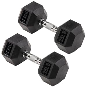 Signature Fitness Premium Rubber Encased Hex Dumbbell