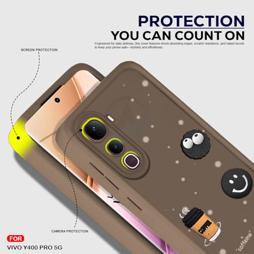 Image of AESTMO Back Case Cover for Vivo Y400 Pro 5G Cover | Cute Fun Cartoon 3D Ball | Coffee Silicone Case | Full Body Protection | Camera Protection Back Cover for Vivo Y400 Pro 5G (Brown)