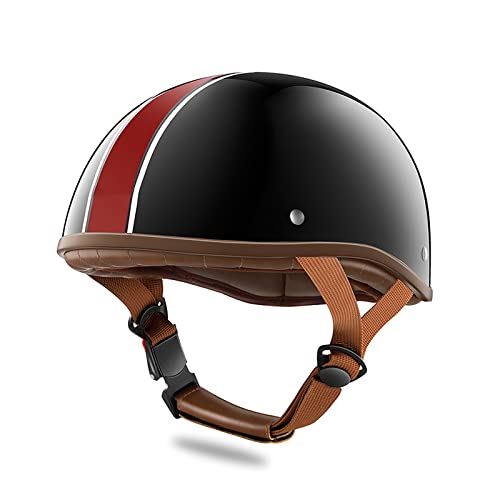LIONCIANO Casco De Moto Jet Abierto, Casco De Patinete Eléctrico, Casco Moto De Scooter, Cabeza Anticolisión De Casco para Mujer Hombre Adultos (Negro Rayado)