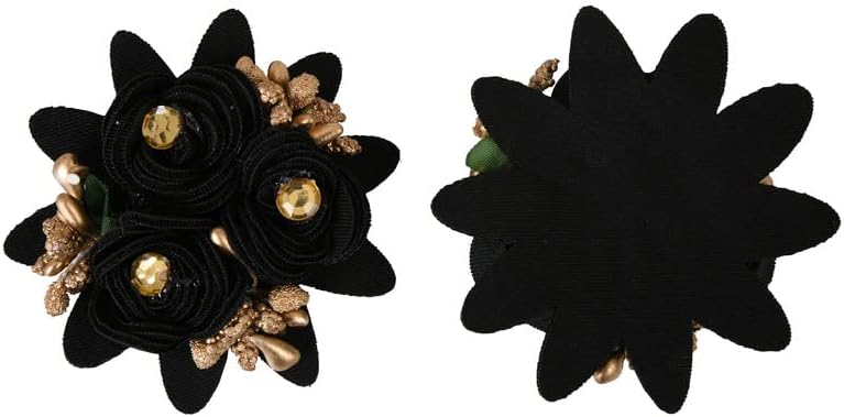 Artificial Fabric Rose Flowers with Buds and Stone for Home Decoration, Dress, Boutique, DIY Art Craft Black (Pack of 12)