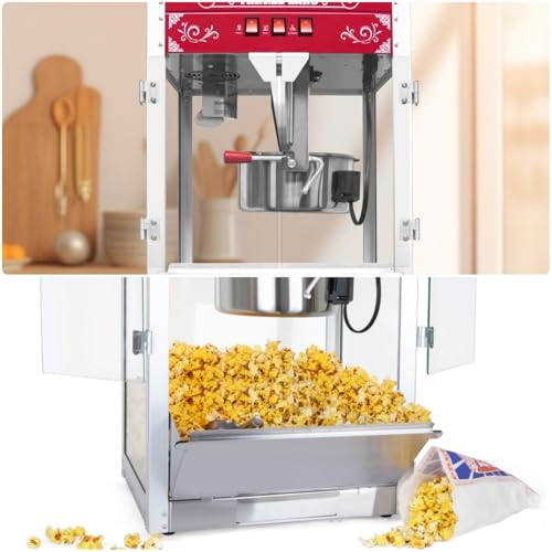 Image of 16 Oz Commercial Popcorn Machine, Countertop Popcorn Maker for 80 Cups per Batch, Bar Theater Style Popper with Scoop & Spoons, for Home Movie, Family Gatherings, and Concession Stands, Red