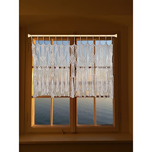 Pofeikts Macrame Curtains Valance With Bead For Kichen Boho Window Short Doorway Curtains Valance Wall Hanging Treatments Above Bed Decor For Bedroom Livingroom Kitchen Bathroom Wall Decor 47X22Inch thumb #3