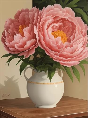 Peinture diamant fleur de pivoine 5D grand format 90x120cm pour adulte
