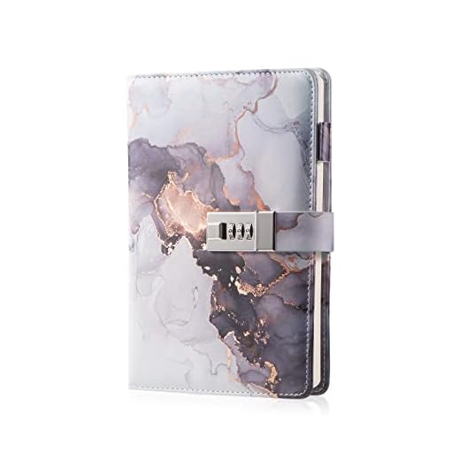 Marble Diary with Lock for Girls and Women, A5 Leather Locked Journal for Teen Girls, Secret Cute Password Lock Notebooks with Pen Holder for Travel Diary Office Notepad