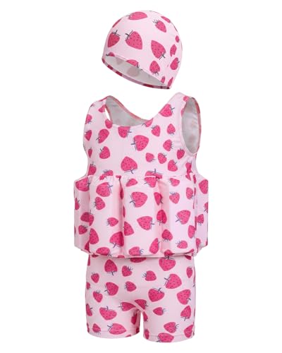 Image of DivingBirds Toddler Floatie Swimsuit with Hat for Boys Girls, Sleeveless Swim Suit with Floatation, 1-6Y