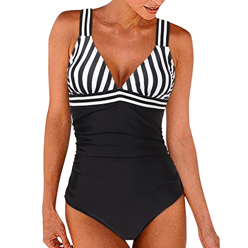 Costume Intero Donna Piscina Costume da Bagno Donna Push Up Contenitivo modellante con scollo a V e Fascia in Vita Costumi Interi per le vacanze al Mare e il nuoto Indoor