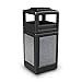 Commercial Zone Products 42gal Square StoneTec Trash Can with Ashtray Dome Lid, Black/Pepperstone Panels (72051399)