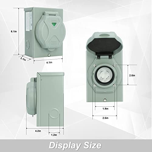 Rophor 30 Amp Generator Power Inlet Box, Nema L14-30P Power Inlet Box For 4 Prong Generator Cord, 125/250 Volt, 7500 Watts, Weatherproof, Outdoor Use, Etl Listed #TOP3
