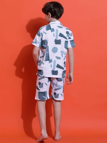 Image of Li'l Tomatoes Boys 100% Cotton Night Suit | Summer Printed Shirt & Shorts Set | Soft & Breathable Sleepwear | 9-16 Years