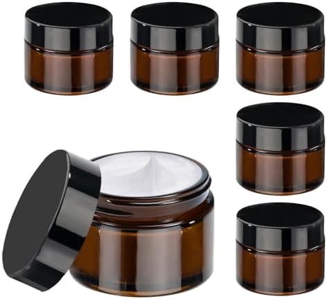 GAUATO 6 Stück Glastiegel 30ml, Cremedosen zum Befüllen Braunglas Cremetiegel Salbendosen Kosmetik Behälter, Creme Dose Kleine Gläser Leerdose mit Deckel und Liner für Kosmetik, Lo