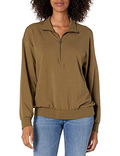 Amazon Brand - Daily Ritual Women s Terry Cotton & Modal Oversized-Fit Quarter-Zip Sweatshirt, Surplus, X-Large