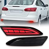 PGTOPONE LED Rear Bumper Reflectors Light Fog Brake Tail Lamps Compatible with Ford Focus 2012-2018 Pair Driver and Passenger Side Sedan/Hatchback (Not Fit ST& SEL)12-14 Stock Reflector Trim (Smoked)