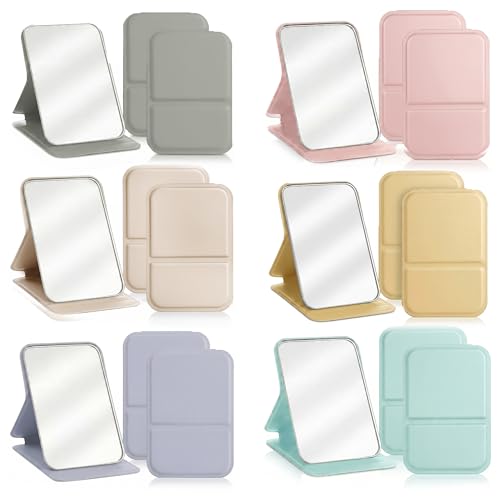 PJPSAA 18 Pack Compact Mirror Bulk Portable Folding Pocket Mirrors Mini Makeup Mirror for Purse Travel Daily Use Women Party Favors