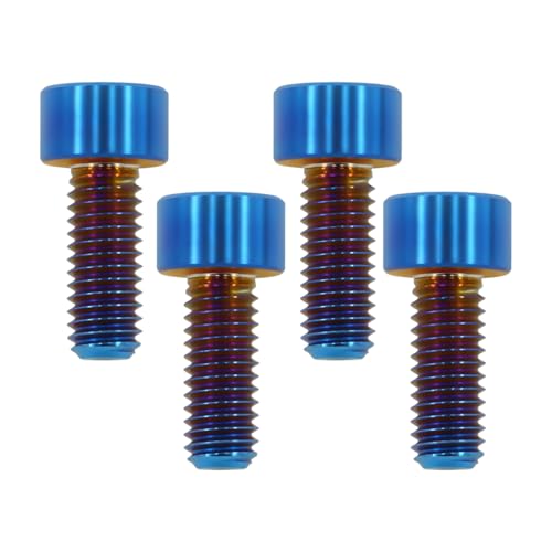 Image of M6x15 Titanium Bolts Socket Head Cap Screw, Burnt Blue, 4PC | Lightweight Design, Ideal for Humid /Salty Environments, Socket Head Hex Key No Washer, MTB /Road Bike Bolts