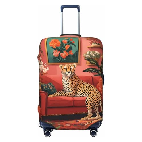 Floral Cheetah Cozy Room Travel Luggage Covers - Elasticity Suitcase Covers Protector for Luggage 18-32 Inch