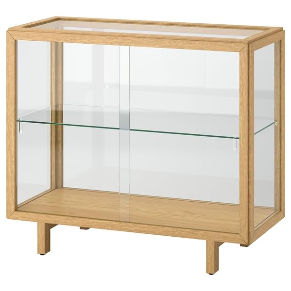 ProTuning STOCKHOLM 2025 Armoire à portes vitrées, placage chêne, 100 x 40 x 86 cm
