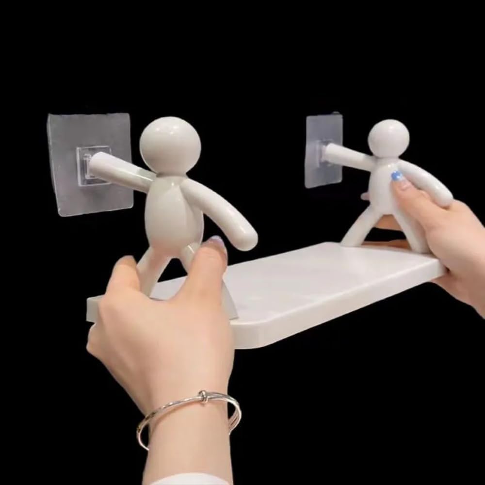 Self-Adhesive Bathroom Shampoo Storage Racks Plastic Shelf Storage Organization Shelves Support Holder